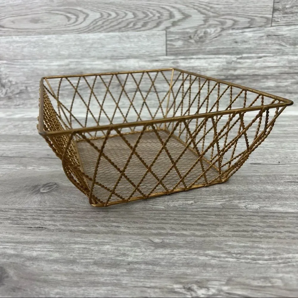 Metallic Bronze Wire Organizer Storage Basket